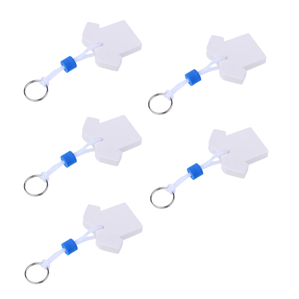 5 Pieces Yachting Boating Kayaking Floating Key Chain Key Ring-White T Shirt