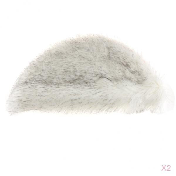 2pcs Artificial Sheepskin Rug Home Floor Carpet Seat Cushion White+Grey
