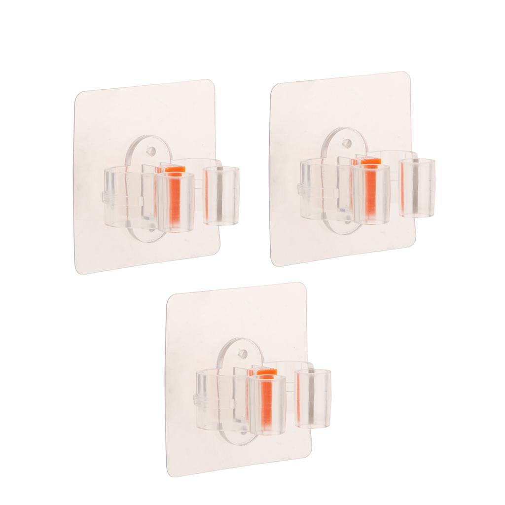 3pcs Self-adhesive Broom Mop Holder Repeating Used Mop Broom Clip Hanger