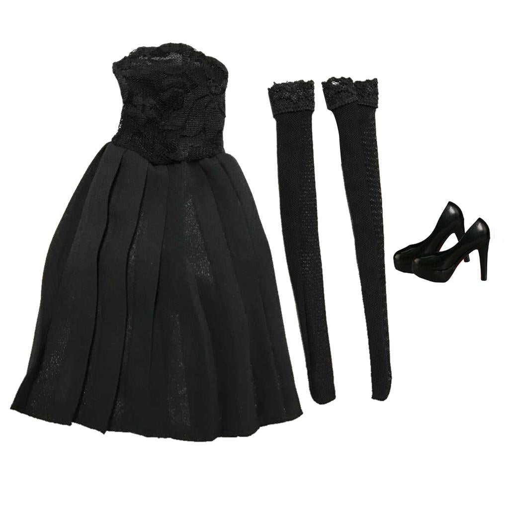 1/6 Scale Strapless Dress & High Heels Shoes for 12'' Female Action Figure