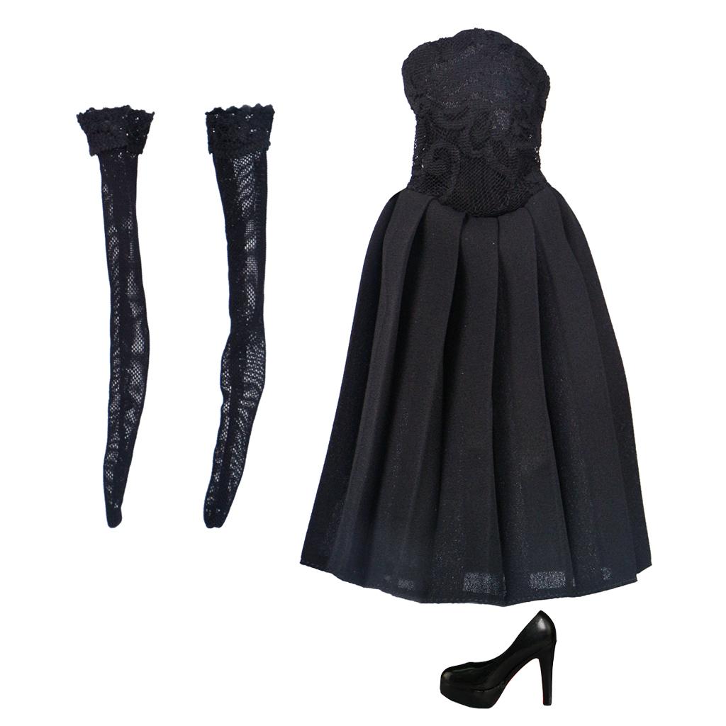 1/6 Scale Strapless Dress & High Heels Shoes for 12'' Female Action Figure