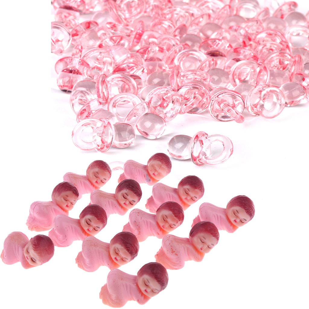 24pcs Mini Sleeping Baby Figures 50pcs Mini Pacifier Charms Baby Shower