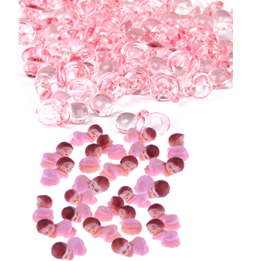 24pcs Mini Sleeping Baby Figures 50pcs Mini Pacifier Charms Baby Shower