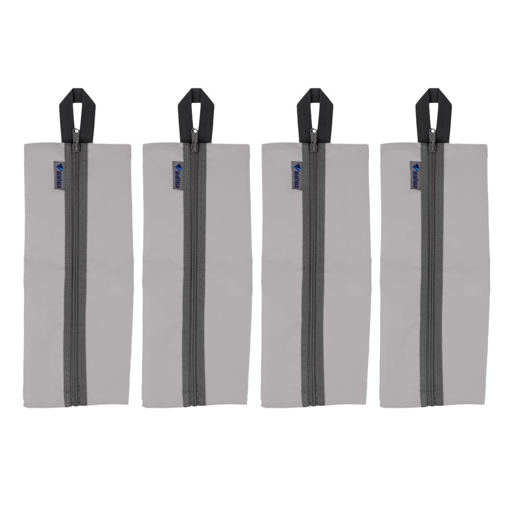4 Pieces Waterproof Laundry Shoes Storage Pouch Portable Zip Tote Bag Grey