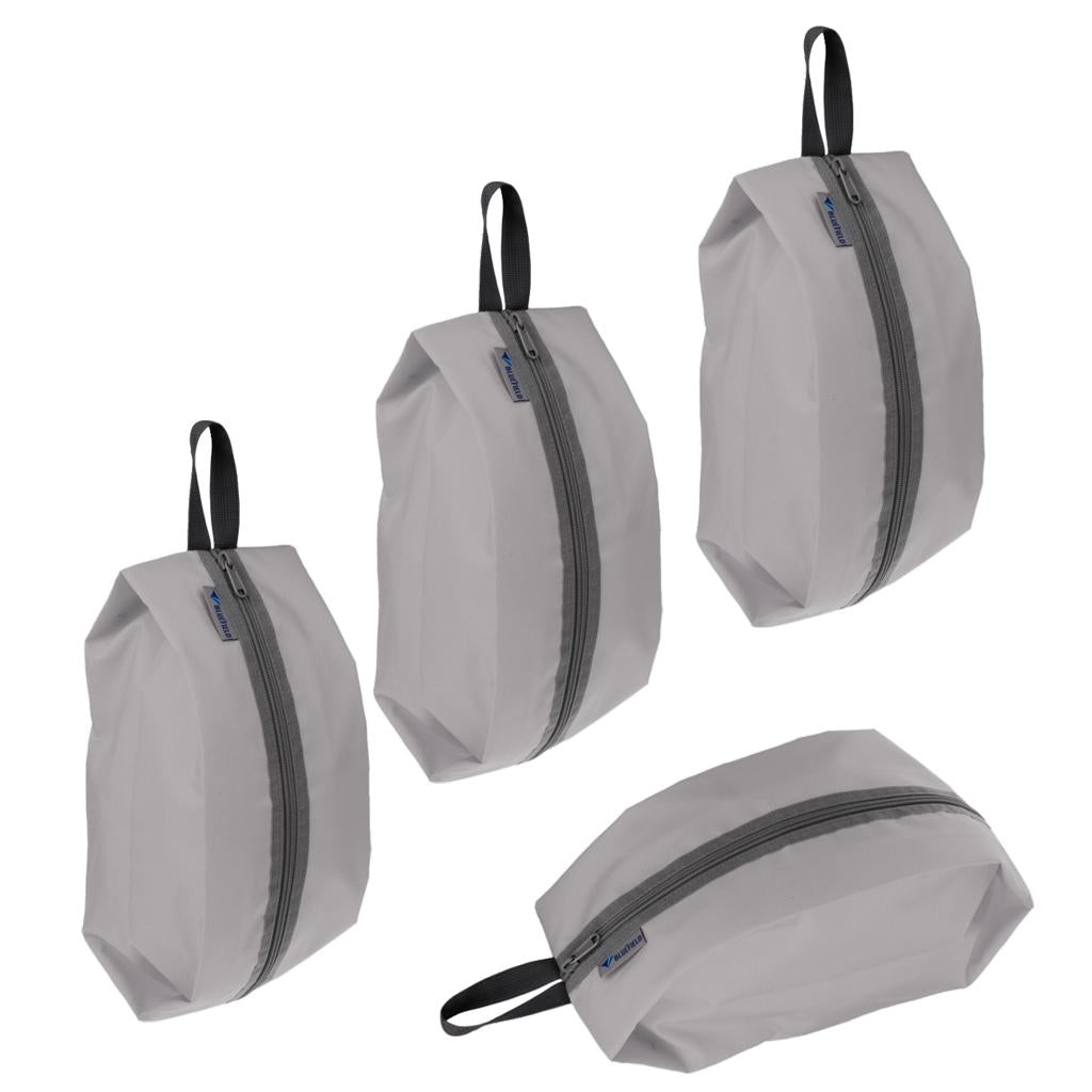 4 Pieces Waterproof Laundry Shoes Storage Pouch Portable Zip Tote Bag Grey