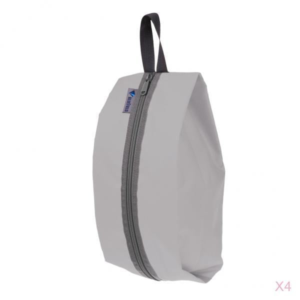 4 Pieces Waterproof Laundry Shoes Storage Pouch Portable Zip Tote Bag Grey