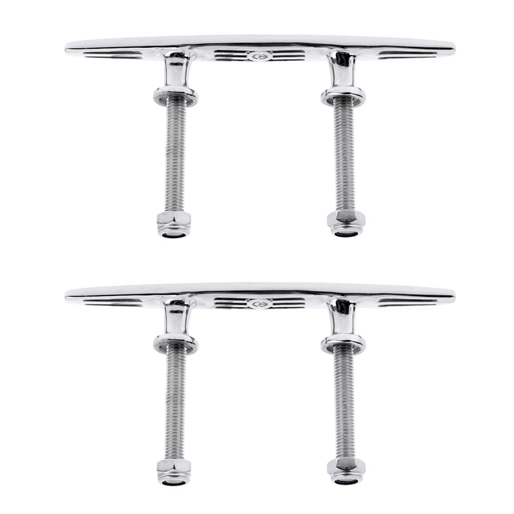 2 Pieces Boat Cleat Stud Mount - Marine Grade 316 Stainless Steel 19.5cm