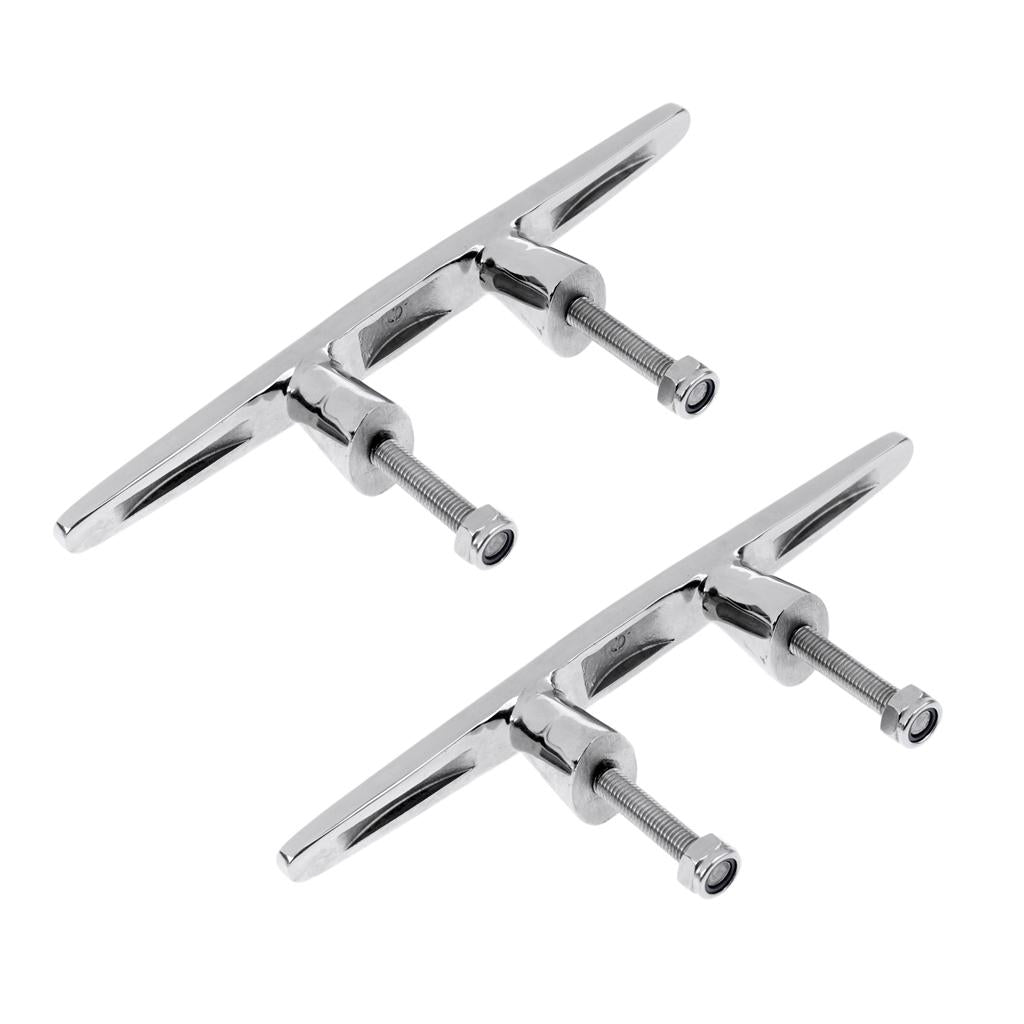2 Pieces Boat Cleat Stud Mount - Marine Grade 316 Stainless Steel 19.5cm
