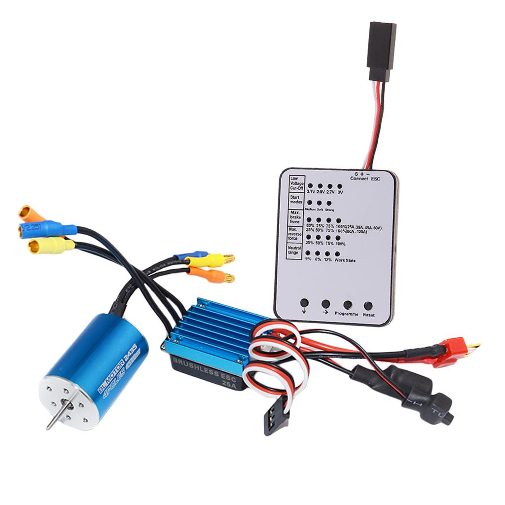 2435 4500KV Brushless Motor+25A ESC+LED Programing Card for 1/16 1/18 RC Car