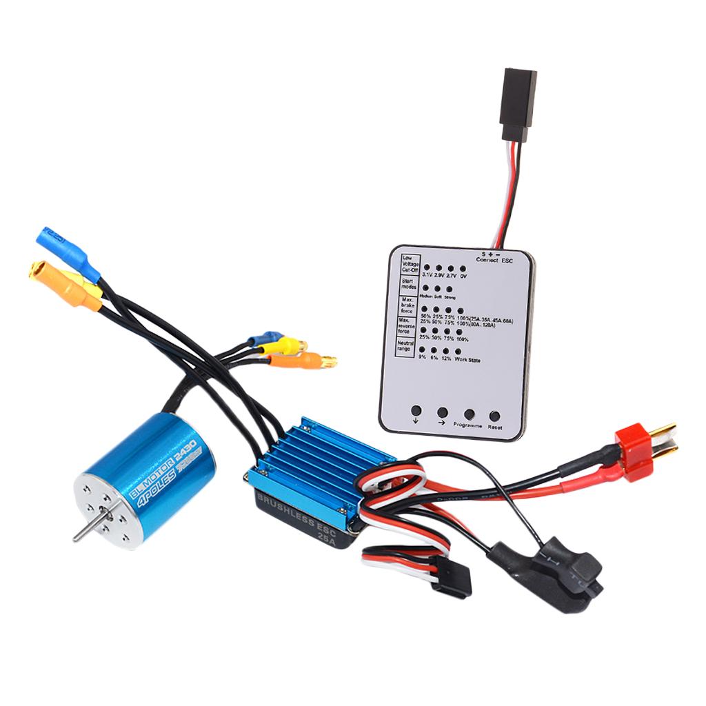 2430 7200KV Motor+25A Brushless ESC+LED Programing Card for 1/16 1/18 RC Car