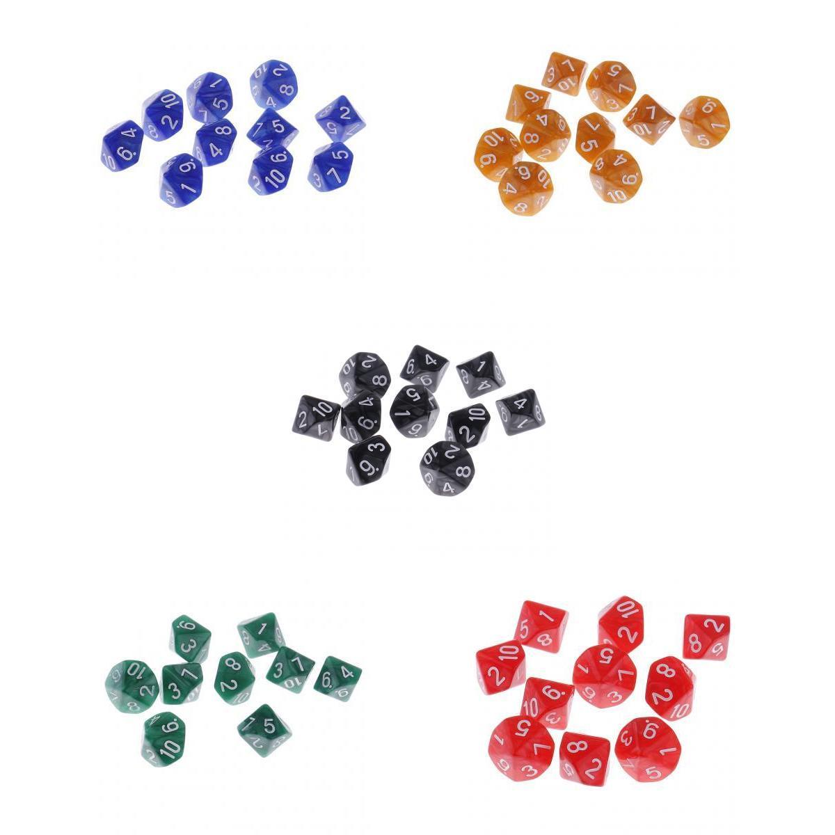 50 Pieces Plastic 10-sided Dice D10 Digital Dice for Party Bar Game Props