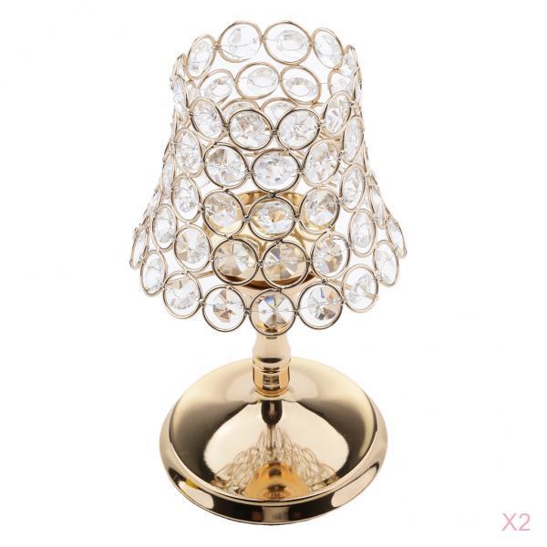 2 Pieces Bling Crystal Votive Tealight Candle Holders Wedding Centerpieces