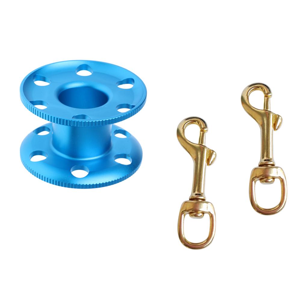2 Pieces Swivel Eye Bolt Snap Hook Clip with Finger Spool for Scuba Diving