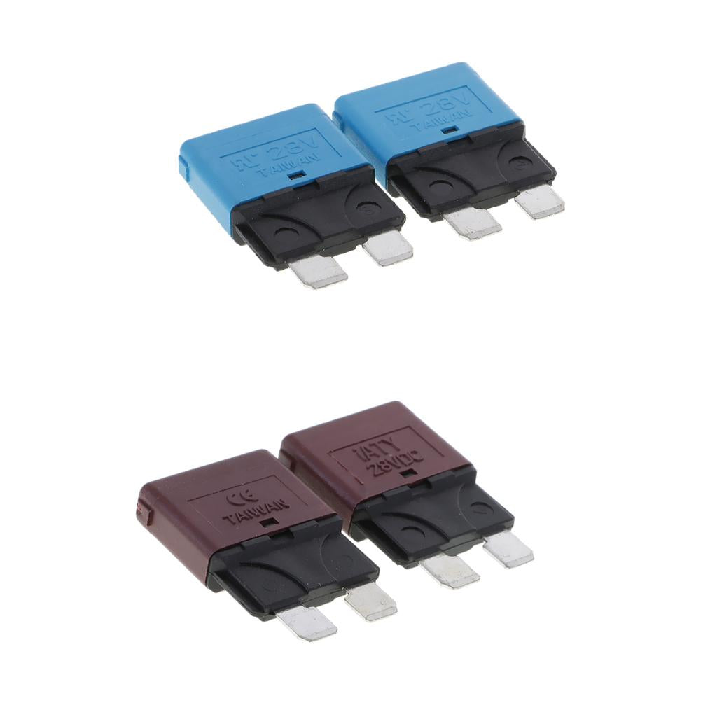 4Pcs 28V 10A+15A Auto Car Truck Boat Mini Blade Fuses Manual Circuit Breaker
