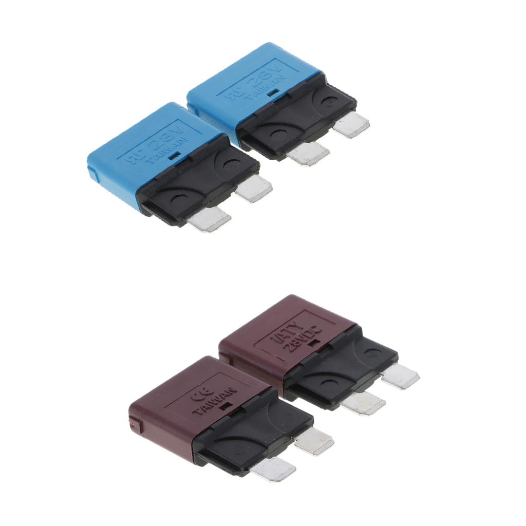 4Pcs 28V 10A+15A Auto Car Truck Boat Mini Blade Fuses Manual Circuit Breaker