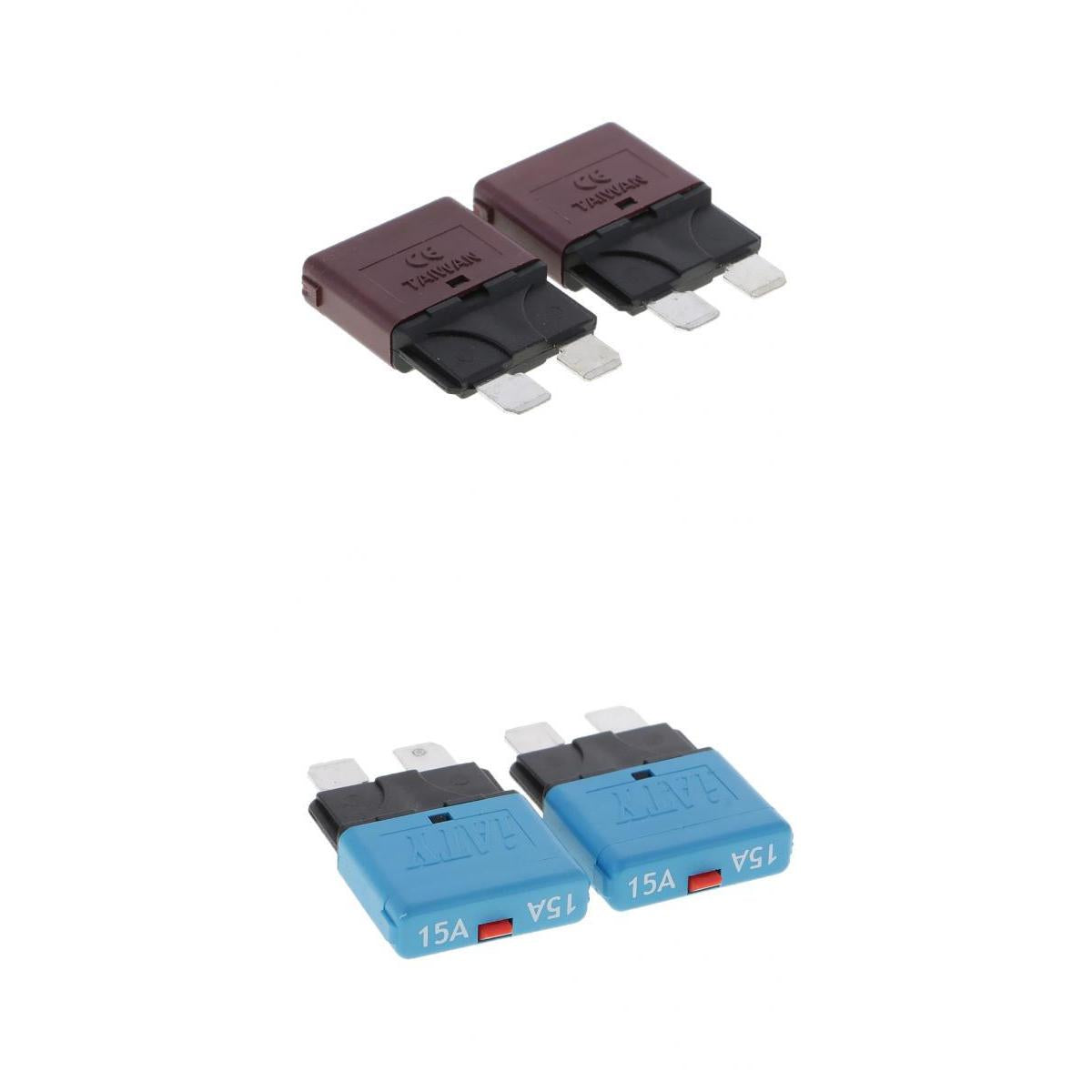4Pcs 28V 10A+15A Auto Car Truck Boat Mini Blade Fuses Manual Circuit Breaker
