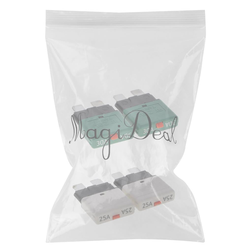 4Pcs 28V 25A+30A Auto Car Truck Boat Mini Blade Fuses Manual Circuit Breaker