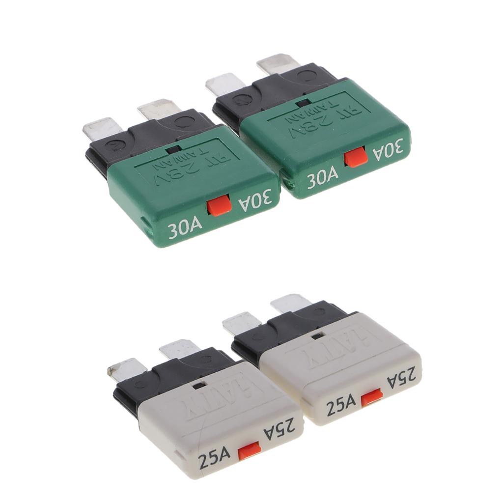 4Pcs 28V 25A+30A Auto Car Truck Boat Mini Blade Fuses Manual Circuit Breaker
