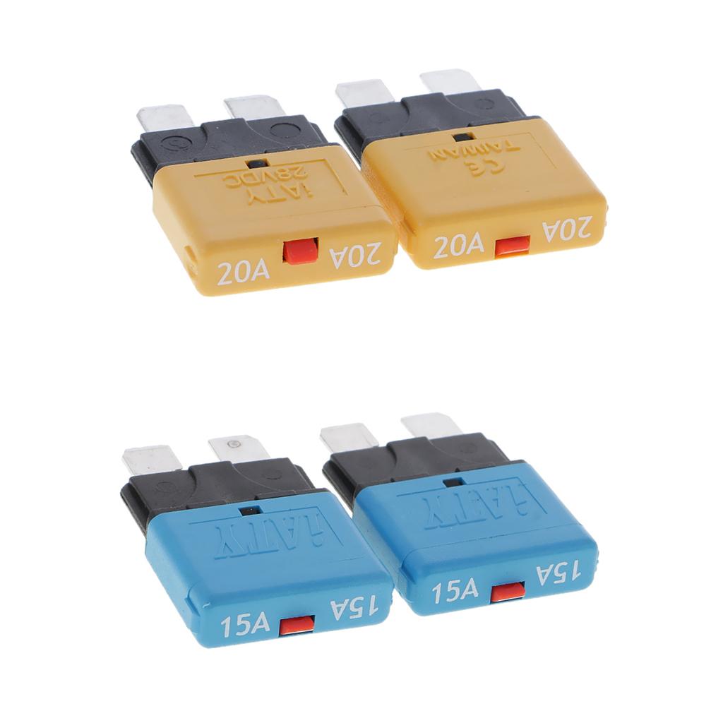 4Pcs 28V 15A+20A Auto Car Truck Boat Mini Blade Fuses Manual Circuit Breaker