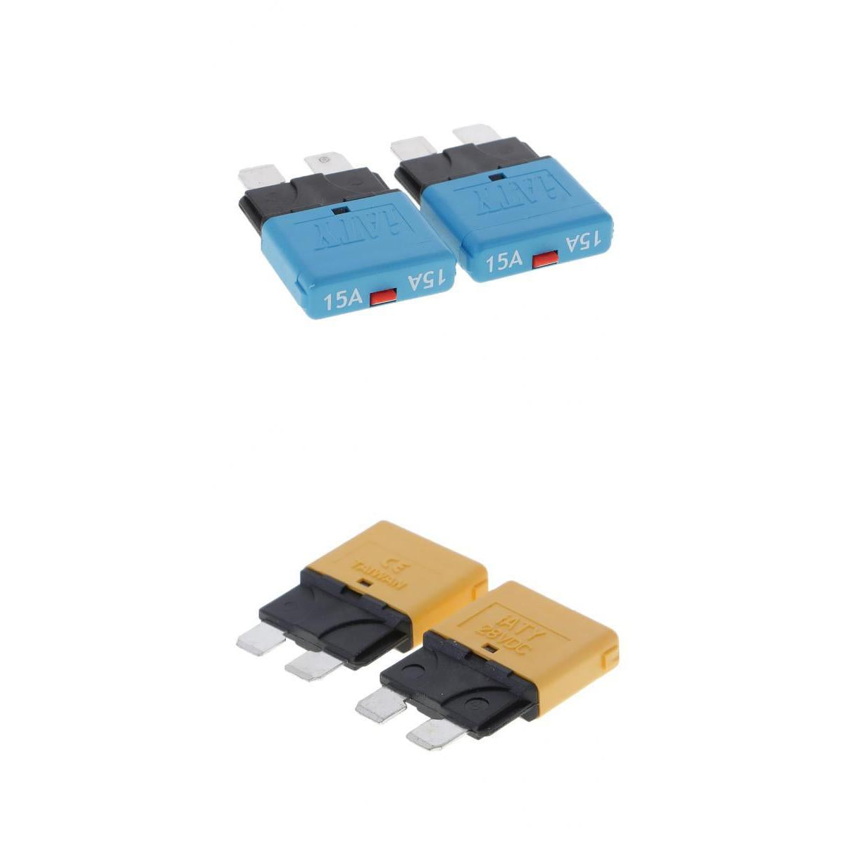 4Pcs 28V 15A+20A Auto Car Truck Boat Mini Blade Fuses Manual Circuit Breaker