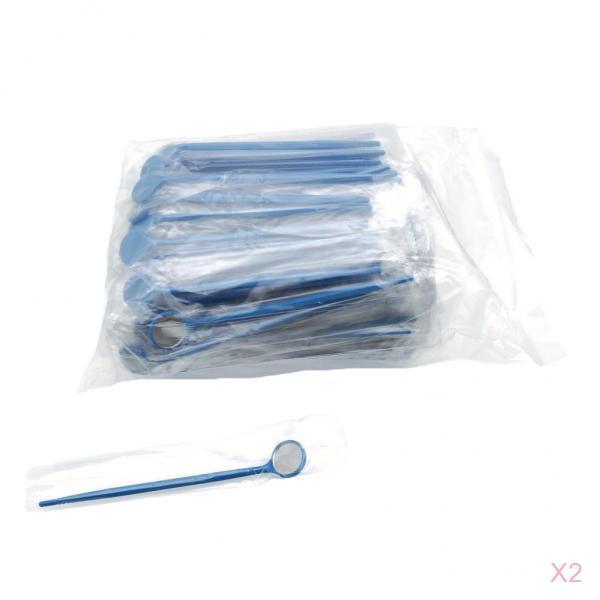 200 Pieces Dental Disposable Mouth Exam Mirrors Plastic Instruments Blue