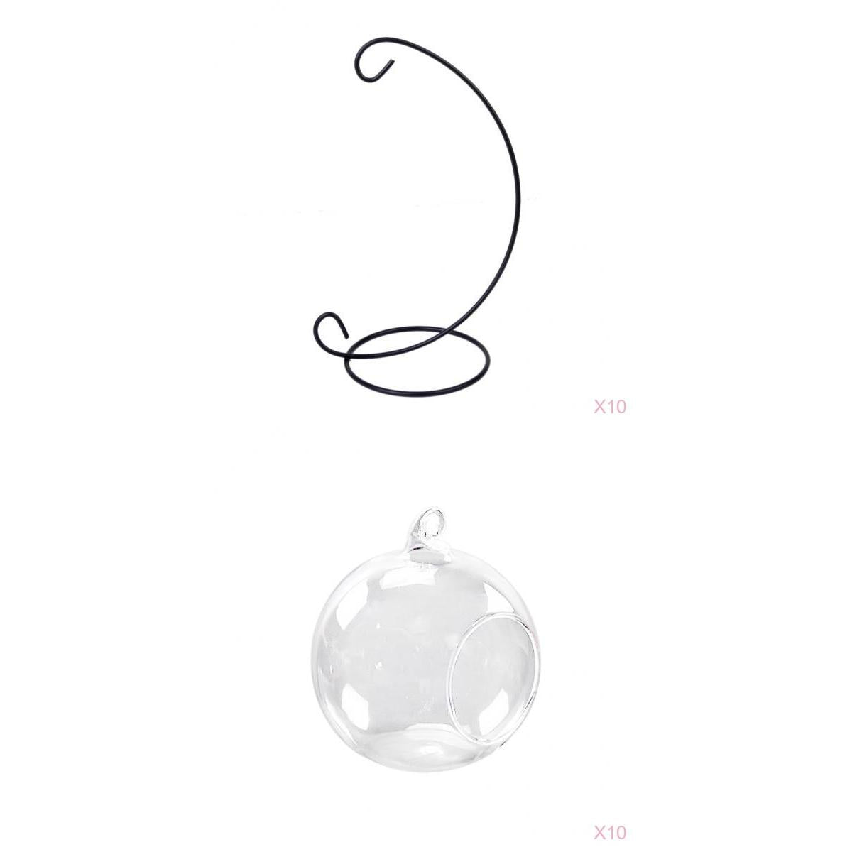 10 Set Hanging Glass Flower Vase Bottle Hydroponic Terrarium Container Stand