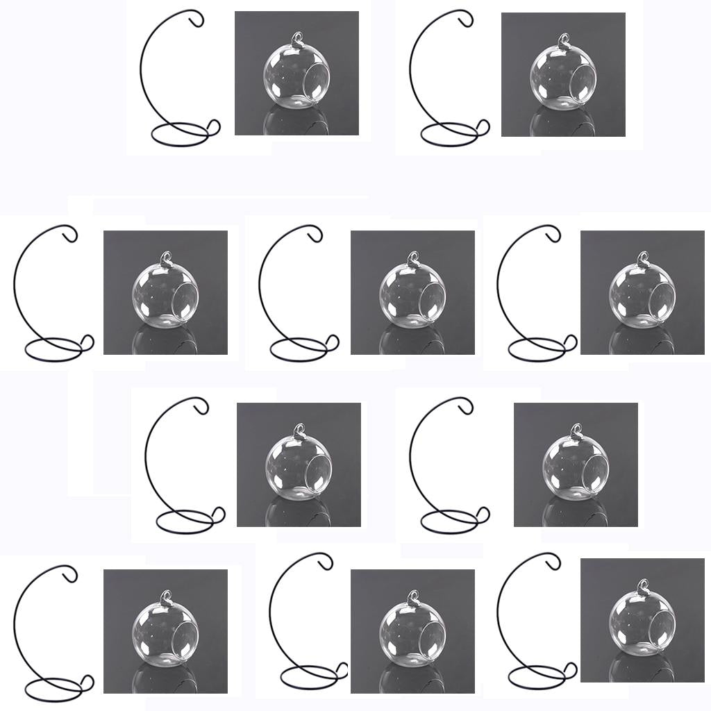 10 Set Hanging Glass Flower Vase Bottle Hydroponic Terrarium Container Stand