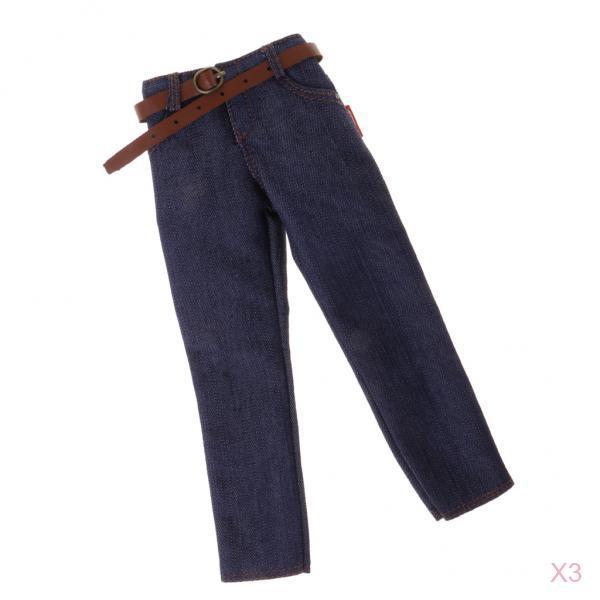 3pcs 1/6 Scale Male Classic Denim Jeans Pants for 12'' Action Figures Body
