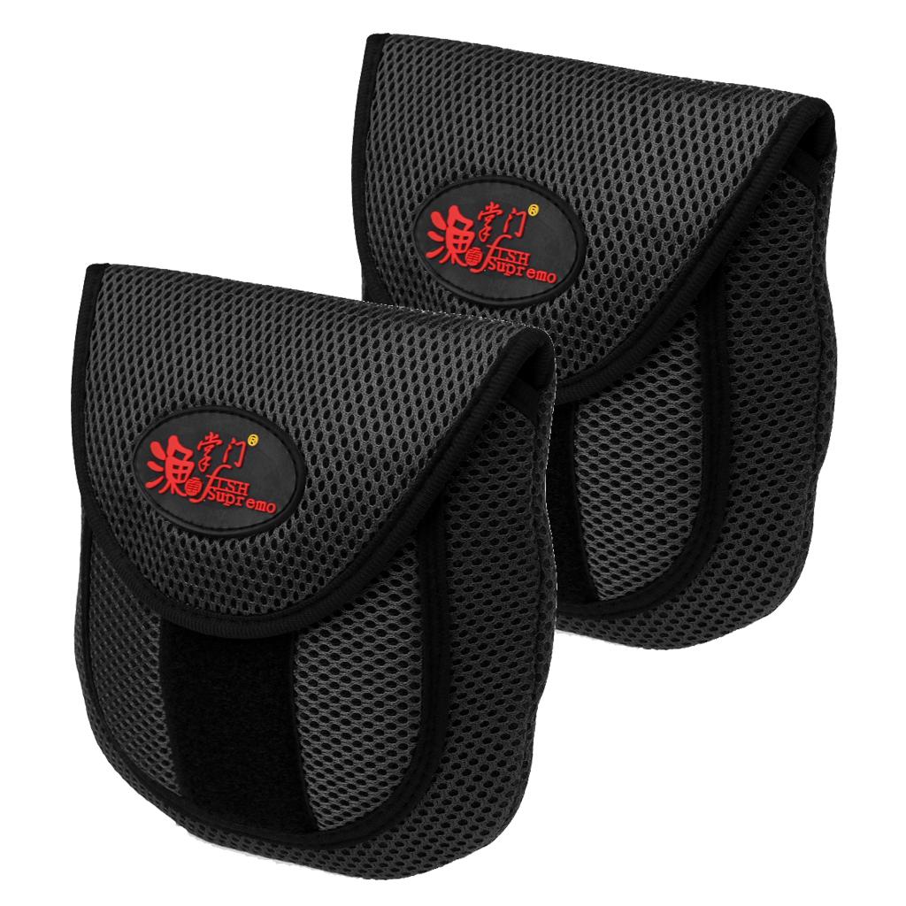 2 Pieces Bait casting Fishing Reel Protective Case Cover Storage Bag Black