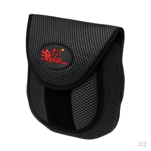2 Pieces Bait casting Fishing Reel Protective Case Cover Storage Bag Black