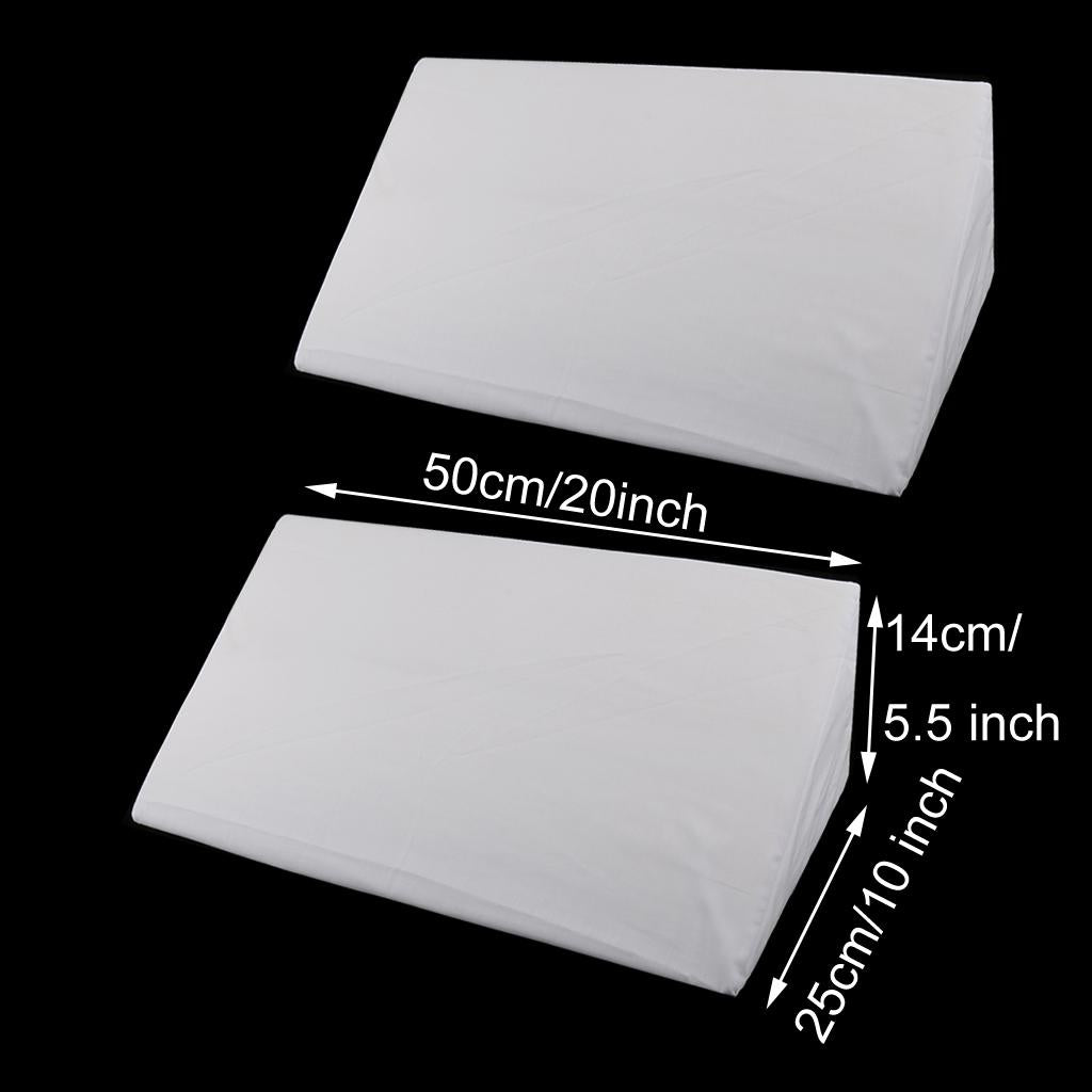 2 Pieces Foam Bed Wedge Pillow Cushion Washable Cover White