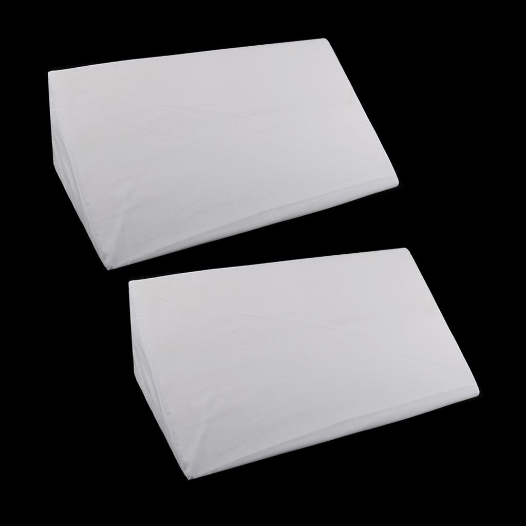 2 Pieces Foam Bed Wedge Pillow Cushion Washable Cover White
