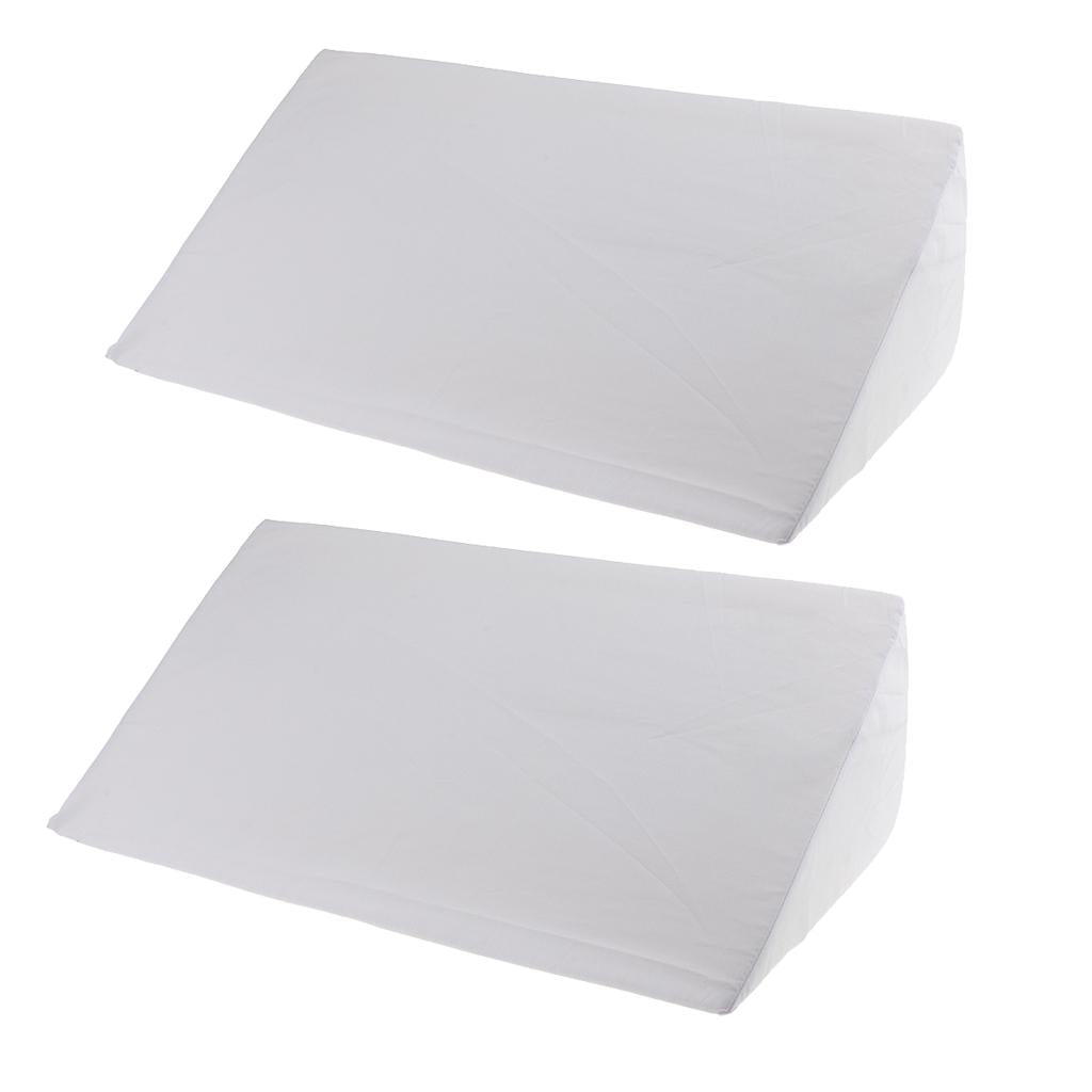2 Pieces Foam Bed Wedge Pillow Cushion Washable Cover White
