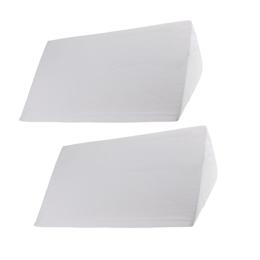 2 Pieces Foam Bed Wedge Pillow Cushion Washable Cover White