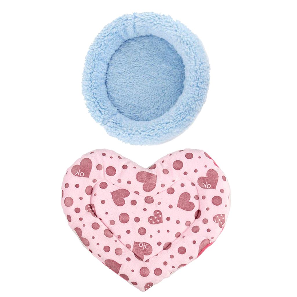 2 Piece Rat Hamster Bed Mat Pet Guinea Pig Ferret House Blue Bed Pink Mat