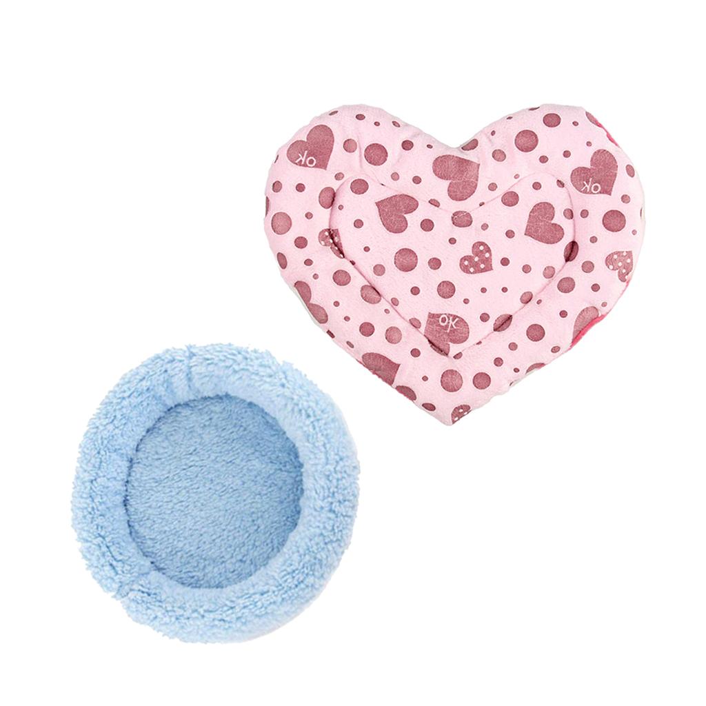 2 Piece Rat Hamster Bed Mat Pet Guinea Pig Ferret House Blue Bed Pink Mat