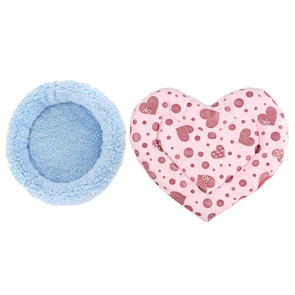 2 Piece Rat Hamster Bed Mat Pet Guinea Pig Ferret House Blue Bed Pink Mat