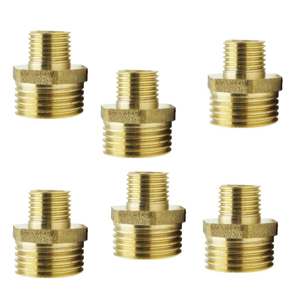 6x Brass Barbed Double-Headed Hex Bushing Fitting Connector Adapter 1/4-1/8