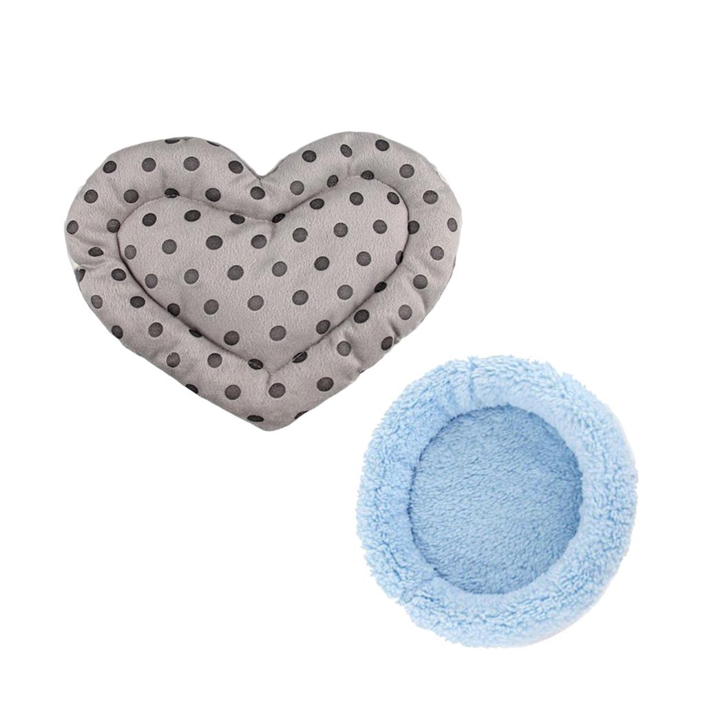 2 Piece Rat Hamster Bed Mat Pet Guinea Pig Ferret House Blue Bed Gray Mat