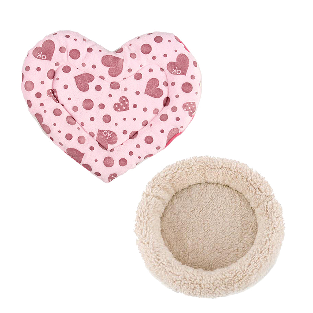 2 Piece Rat Hamster Bed Mat Pet Guinea Pig Ferret House Cream Bed Pink Mat