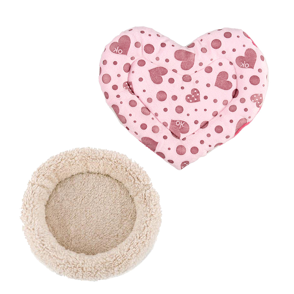 2 Piece Rat Hamster Bed Mat Pet Guinea Pig Ferret House Cream Bed Pink Mat