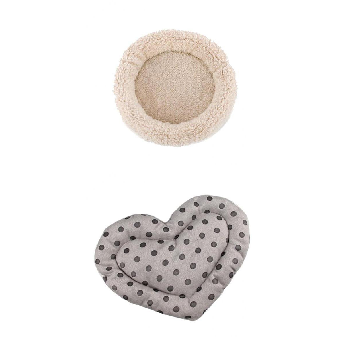 2 Piece Rat Hamster Bed Mat Pet Guinea Pig Ferret House Cream Bed Grey Mat