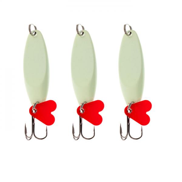 3Pcs Luminous Fishing Lures Metal Baits Spinner Baits Spoons Treble Hook 7g