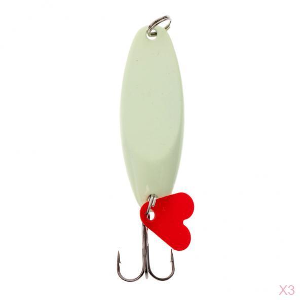 3Pcs Luminous Fishing Lures Metal Baits Spinner Baits Spoons Treble Hook 7g