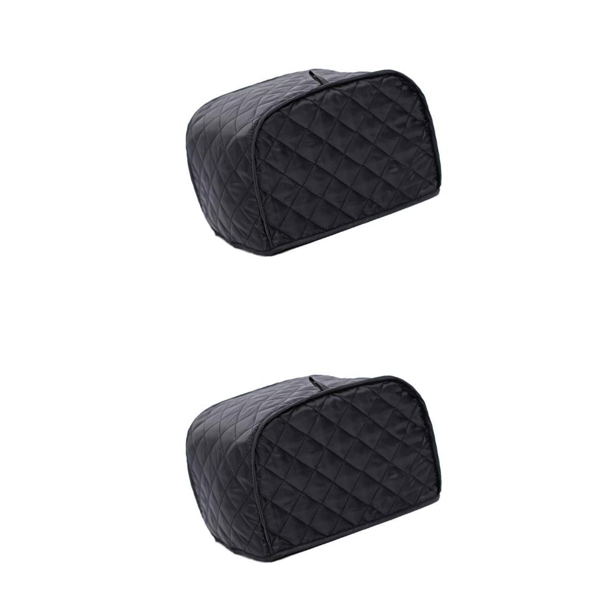 2 Pieces Polyester Grid Bread Toaster Dust Cover Bakeware Protector Black