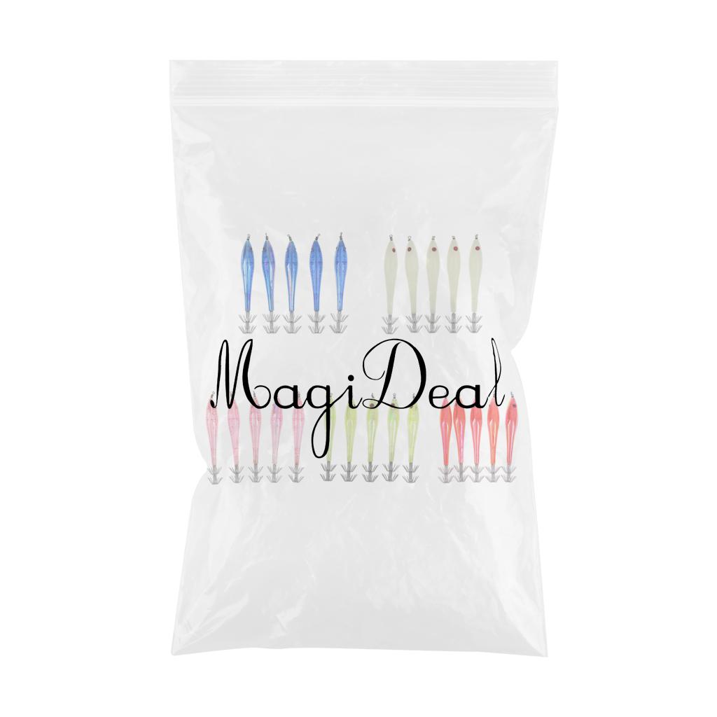 25Pcs Noctilucent Squid Lures Cuttlefish Saltwater Fishing Lure Hook Bait
