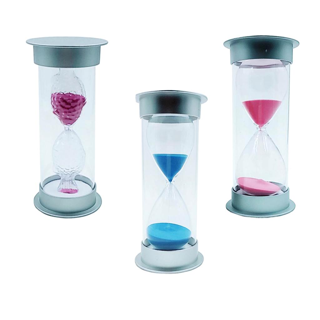 15,45,60 Minutes Sandglass Kit Hourglass Sand Timer Kichen Tool Silver