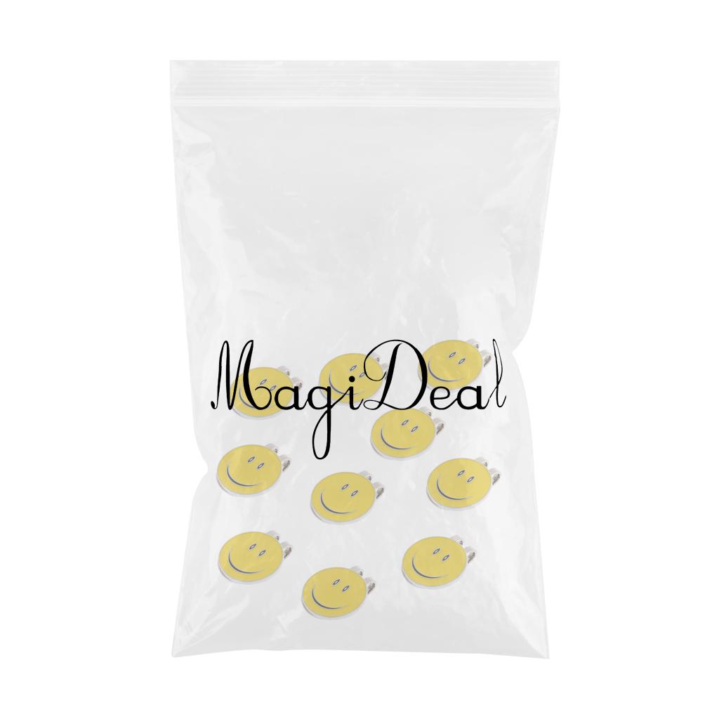 10 Pieces Smile Face Magnetic Hat Clip with Golf Ball Marker Golfer Gift