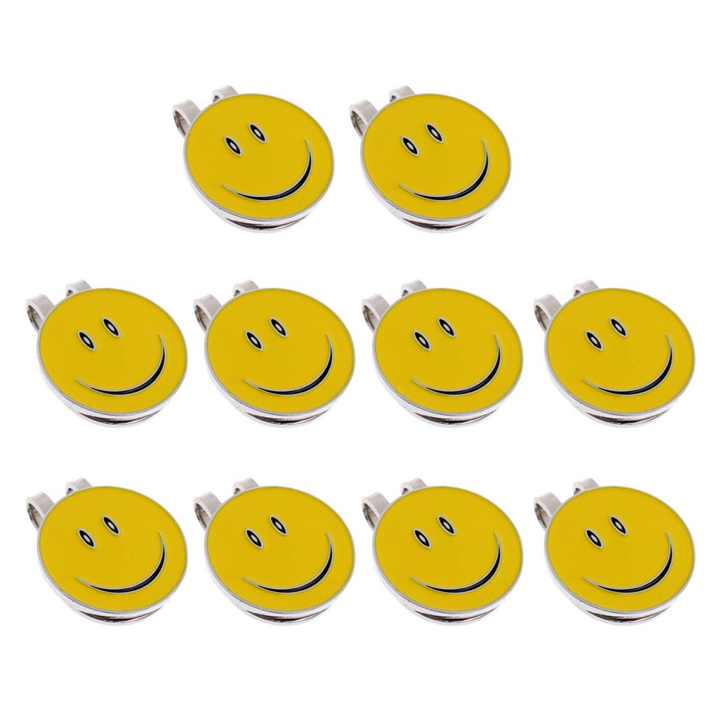 10 Pieces Smile Face Magnetic Hat Clip with Golf Ball Marker Golfer Gift