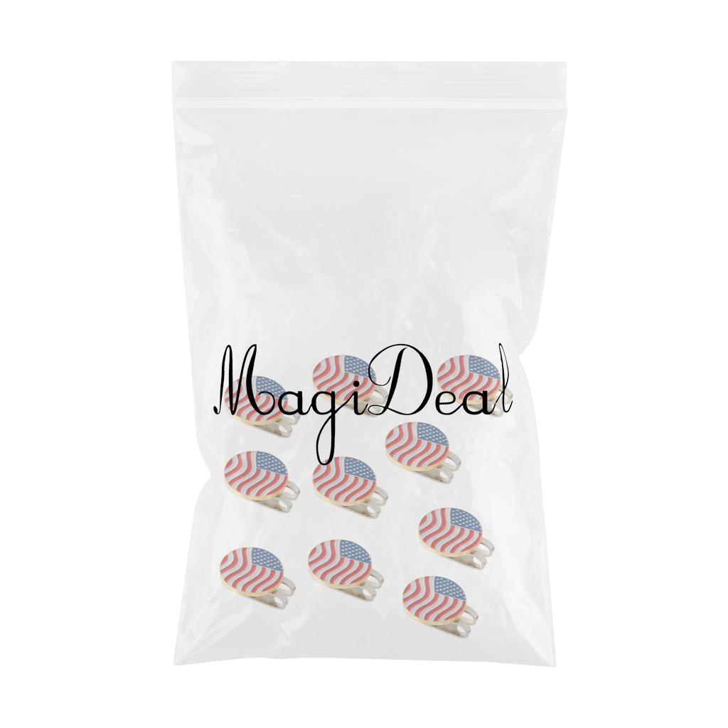 10 Pieces USA Flag Metal Golf Ball Marker with Magnetic Hat Clip Golfer Gift